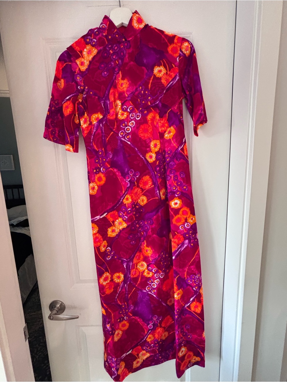 Vintage Handmade 1960s/1970s Psychadelic Floral Maxi Dress